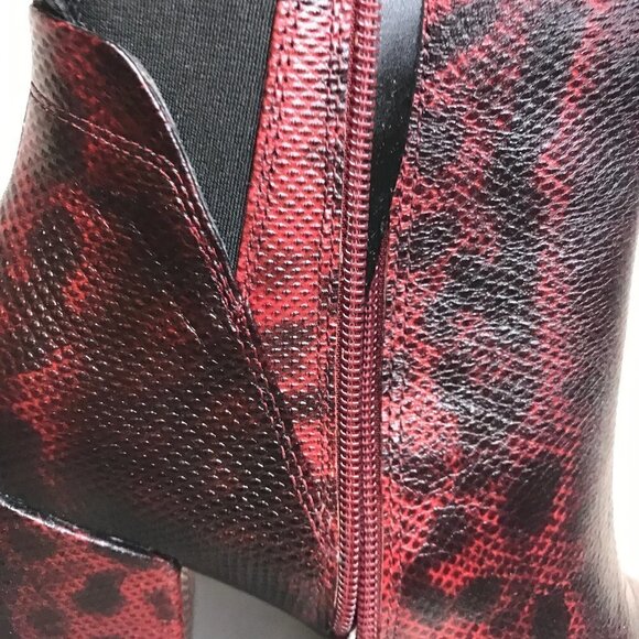 Franco SARTO BRYNN BORDEAUX LIZARD PRINT ANKLE BOOTS SIZE 7.5 - Picture 2 of 7